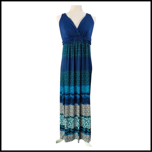Soma Sleeveless Mixed Pattern Maxi Women’s Dress, M - Picture 1 of 4